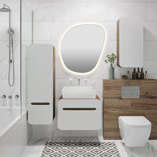 Шкаф навесной Runo Ницца 35 темное дерево белый правый (00-00002127)